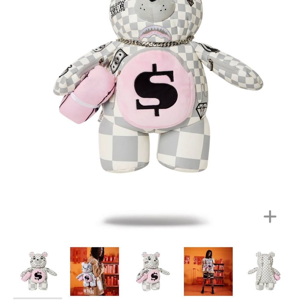 Sprayground Gray and Pink Stuffed Animal Plush
